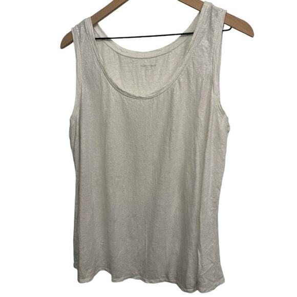 Eileen Fisher Tops - Eileen Fisher White/Silver Metallic Shimmer 100% Linen Sleeveless Modest Tank